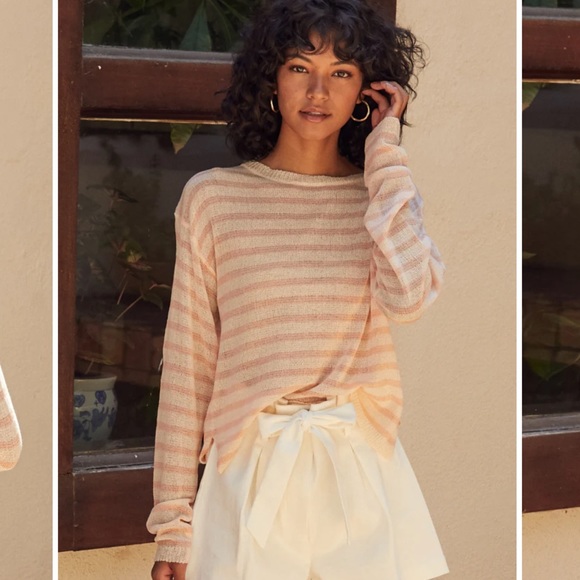 NWT Sadie & Sage Sherbert Stripe Top in Coral - S - Picture 2 of 7